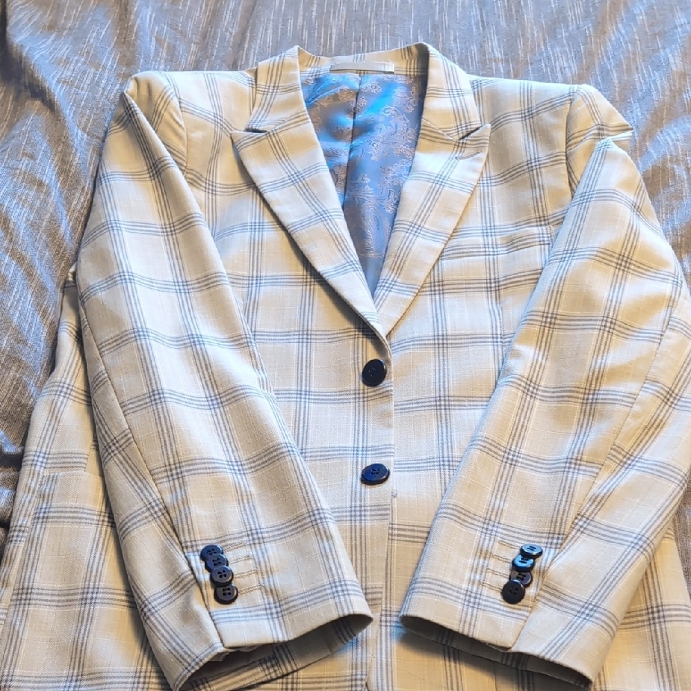 Isaac Mizrahi Men's Tan Plaid Blazer